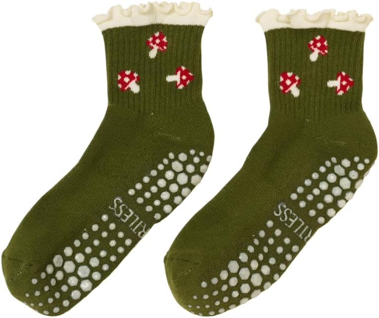 Shapes Studio Crew Half Calf Grip Socks, Cutest Fruits Pilates Socks, Ruffle socks, Non-Slip, Barre Yoga Fitness - Image 1